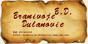 Branivoje Dulanović vizit kartica
